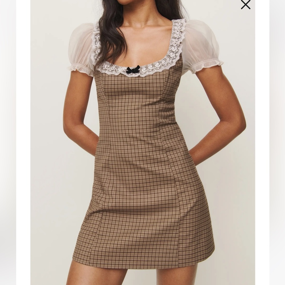 Reformation Bunny Brown Plaid Dress